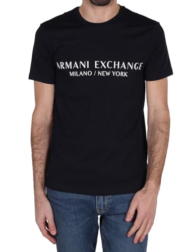 Armani Exchange Herren Short Sleeve Milan New York Logo Crew Neck T-shirt T Shirt, Schwarz, S EU von Armani Exchange