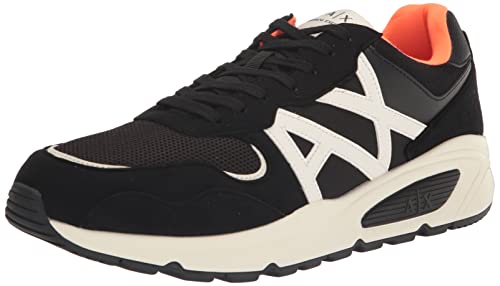 Armani Exchange Herren Side Contrast Logo, Suede Details, lace up Sneaker, Black, 46 EU von Armani Exchange