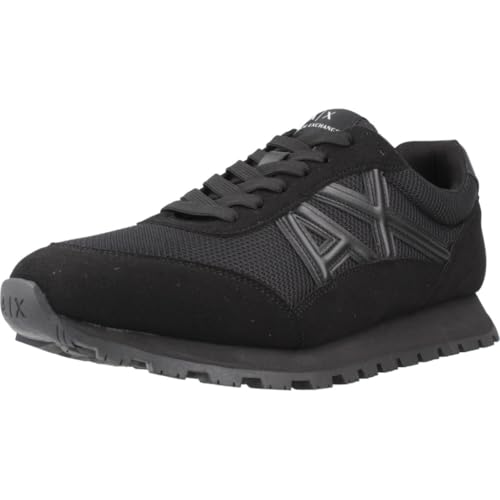 Armani Exchange Herren Side Geometric Logo Motifs Sneaker, Black+Black, 42 EU von Armani Exchange