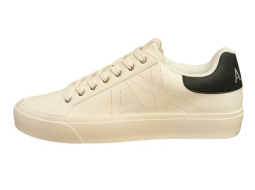 Armani Exchange Herren Side Polka-dot Logo, Back Color Insert, Low top Sneaker, White, 42 EU von Armani Exchange