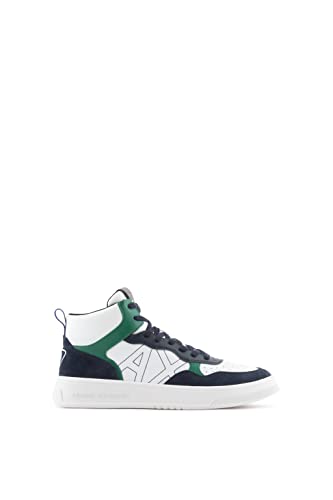 Armani Exchange Herren Side Sewn Logo, Cow Suede Details, high top Sneaker, Navy/Green, 41 EU von Armani Exchange