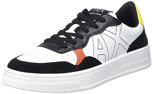 Armani Exchange Herren Side Sewn Logo, Low top Sneaker, Black/Yellow, 43 EU von Armani Exchange