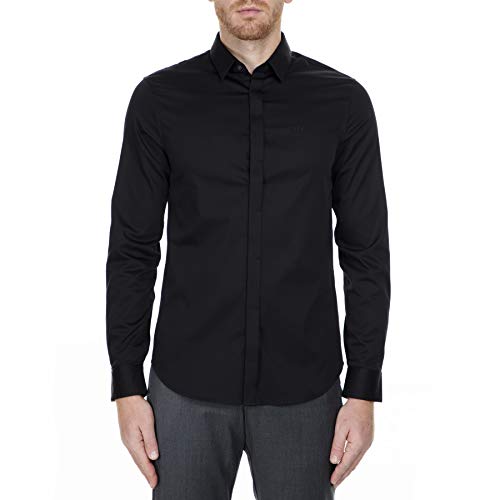 Armani Exchange Herren Smart Stretch Satin Freizeithemd, Schwarz, XS von Armani Exchange