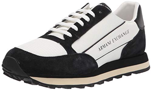 Armani Exchange Herren Sneaker mit Kontrasteinsätzen Sneaker, Gebrochenes Weiß Schwarz, 39 EU von Armani Exchange