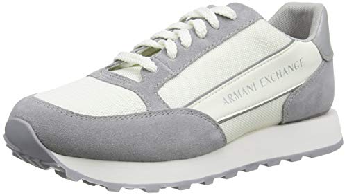 Armani Exchange Herren Sneaker mit Kontrasteinsätzen Sneaker, Gebrochenes Weißes Silber, 40 EU von Armani Exchange