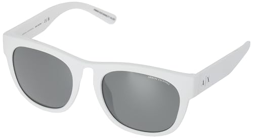 Armani Exchange Herren Sonnenbrille Gestell Weiß Matt Verspiegelte Silber-Gläser Grau 55mm Matt Weiß Matt, mattweiß von Armani Exchange