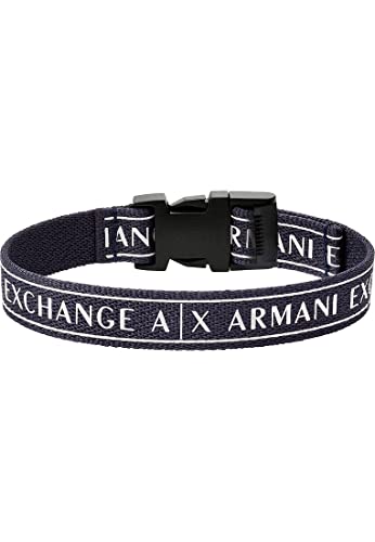 Armani Exchange Herren-Stoffarmband mit Logo, Innenlänge: 160-230mm / Schließe: 24x20x7mm, mit Box und Zungenverschluss von Armani Exchange