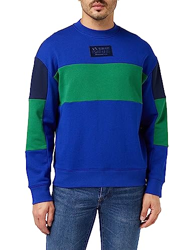 Armani Exchange Herren Sustainable, Cuffed, Color Block Sweatshirt, Blue/Green, XL EU von Armani Exchange