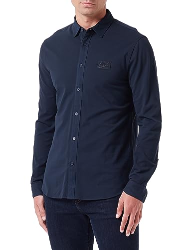 Armani Exchange Herren Sustainable, Regular Fit, Embroidered Logo Shirt, Blau, XXL EU von Armani Exchange