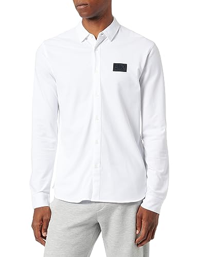 Armani Exchange Herren Sustainable, Regular Fit, Embroidered Logo Shirt, Weiß, XXL EU von Armani Exchange