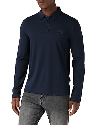 Armani Exchange Herren Sustainable, Regular Fit, Long Sleeves, Embossed Logo Polo Shirt, Blau, XS EU von Armani Exchange