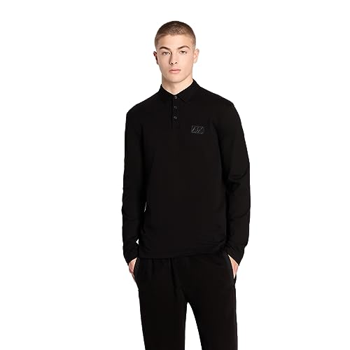 Armani Exchange Herren Sustainable, Regular Fit, Long Sleeves, Embossed Logo Polo Shirt, Schwarz, M EU von Armani Exchange