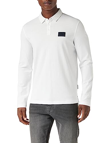 Armani Exchange Herren Sustainable, Regular Fit, Long Sleeves, Embossed Logo Polo Shirt, Weiß, S EU von Armani Exchange