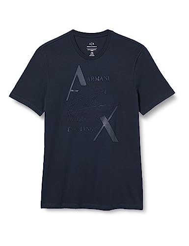 Armani Exchange Herren Sustainable, Regular Fit, Printed Eagle Logo T-Shirt, Blau, XS EU von Armani Exchange