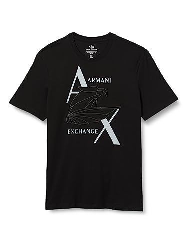 Armani Exchange Herren Sustainable, Regular Fit, Printed Eagle Logo T-Shirt, Schwarz, XS EU von Armani Exchange