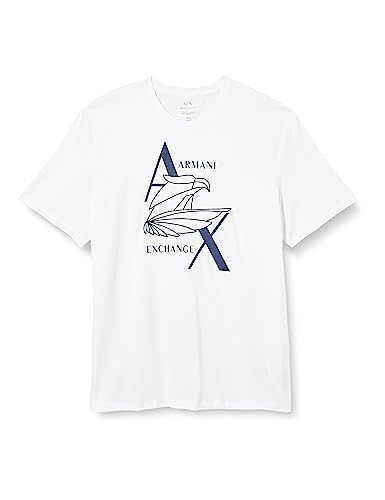 Armani Exchange Herren Sustainable, Regular Fit, Printed Eagle Logo T-Shirt, Weiß, XS EU von Armani Exchange