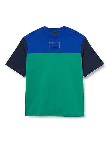 Armani Exchange Herren Sustainable, Short Sleeves, Printed Logo, Cross Gender Polo Sweater, Blue/Green/Black, L EU von Armani Exchange