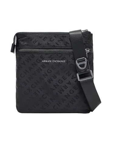 Armani Exchange Herren Umhängetasche Mit Borsa-Muster, Black, One Size von Armani Exchange