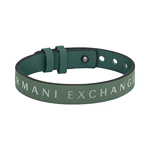 ARMANI EXCHANGE Armband Für Männer, Länge: 250mm, Breite: 13mm Grünes Lederarmband, AXG0109040 von Armani Exchange