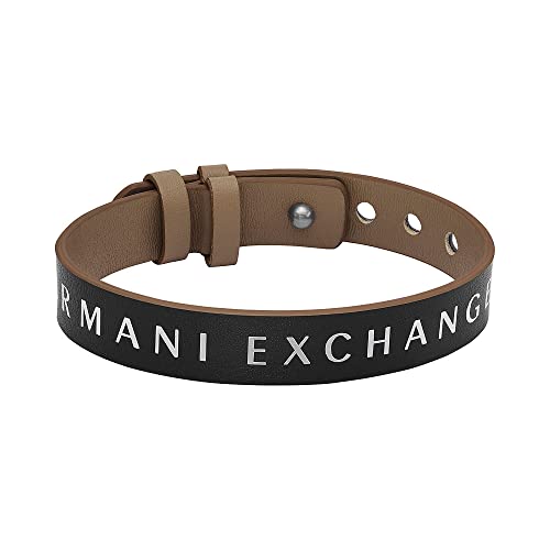 ARMANI EXCHANGE Armband Für Männer, Länge: 250mm, Breite: 13mm Beige Lederarmband, AXG0108040 von Armani Exchange