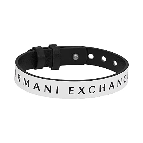 Armani Exchange Armband Für Männer, Länge: 250mm, Breite: 13mm Schwarzes Lederarmband, AXG0107040 von Armani Exchange