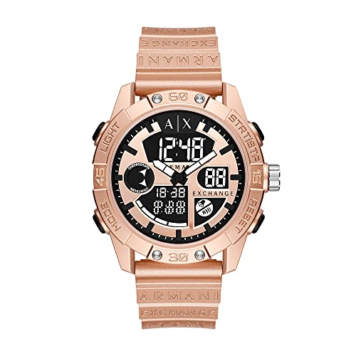 Armani Exchange Herrenuhr , AnaDigi Uhrwerk, 46MM Rose Gold ABS Gehäuse mit einem PolyurethanArmband, AX2967 von Armani Exchange
