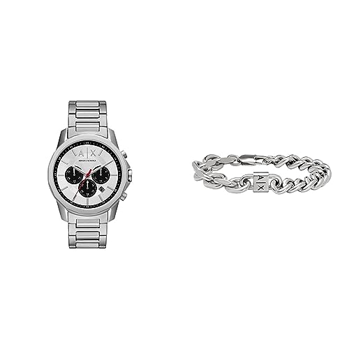 Armani Exchange Herrenuhr und Kettenarmband - Chronograph, Edelstahl von Armani Exchange