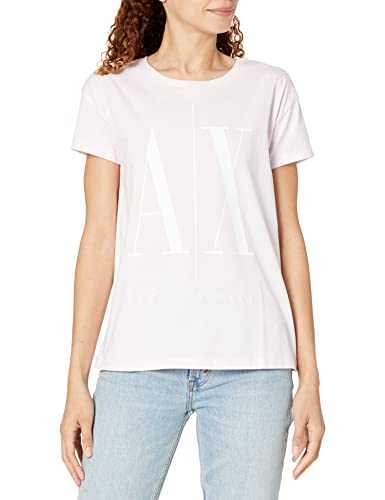 Armani Exchange Icon, Boyfriend-Passform, Maxi-Logo-Print, Damen-T-Shirt, Pink (Illusion), L von Armani Exchange