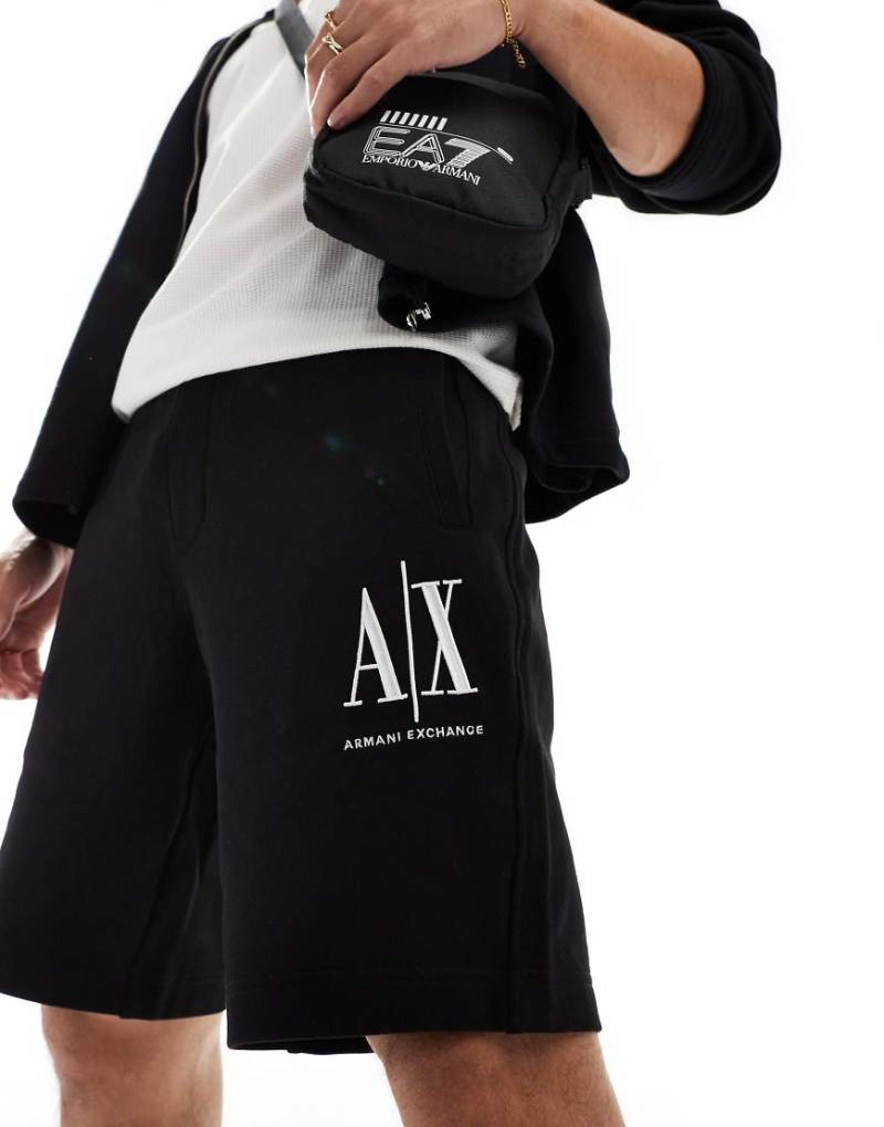 Armani Exchange - Jersey-Shorts in Schwarz mit Logo von Armani Exchange