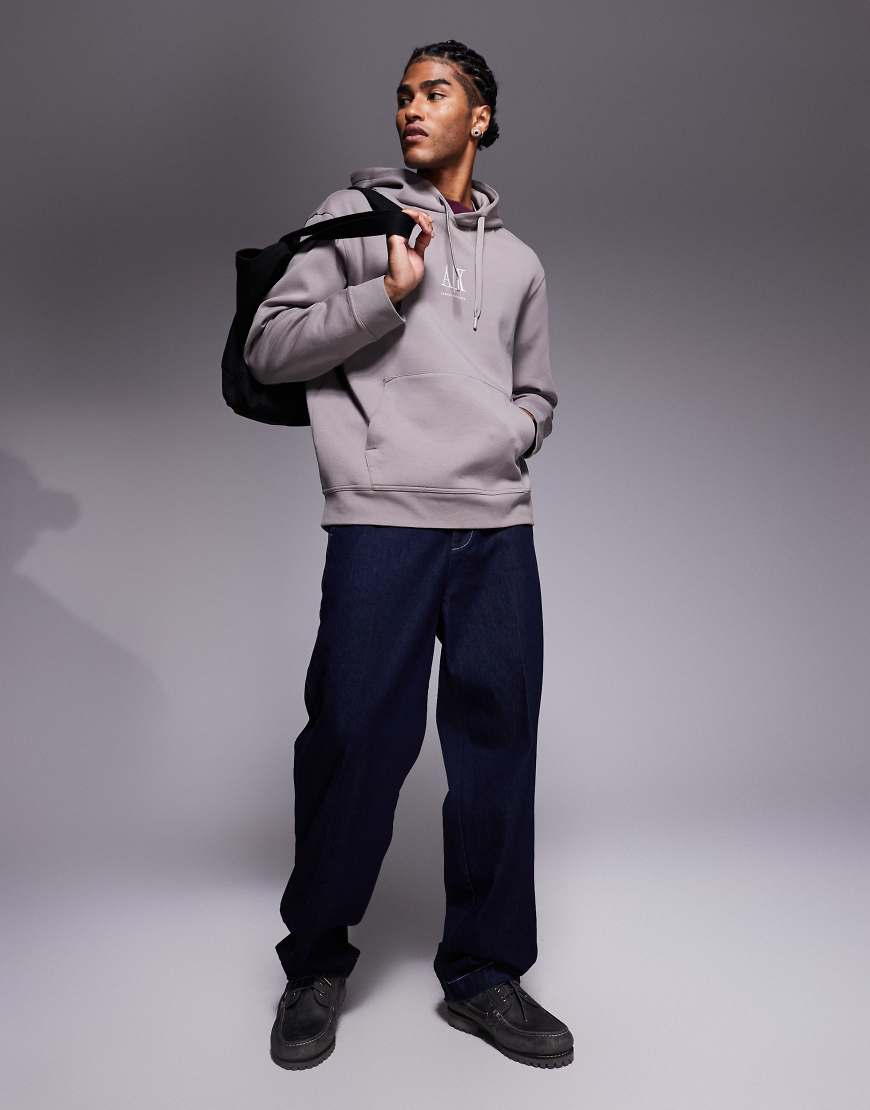 Armani Exchange - Kapuzenpullover in Hellbraun mit zentriertem Logo von Armani Exchange