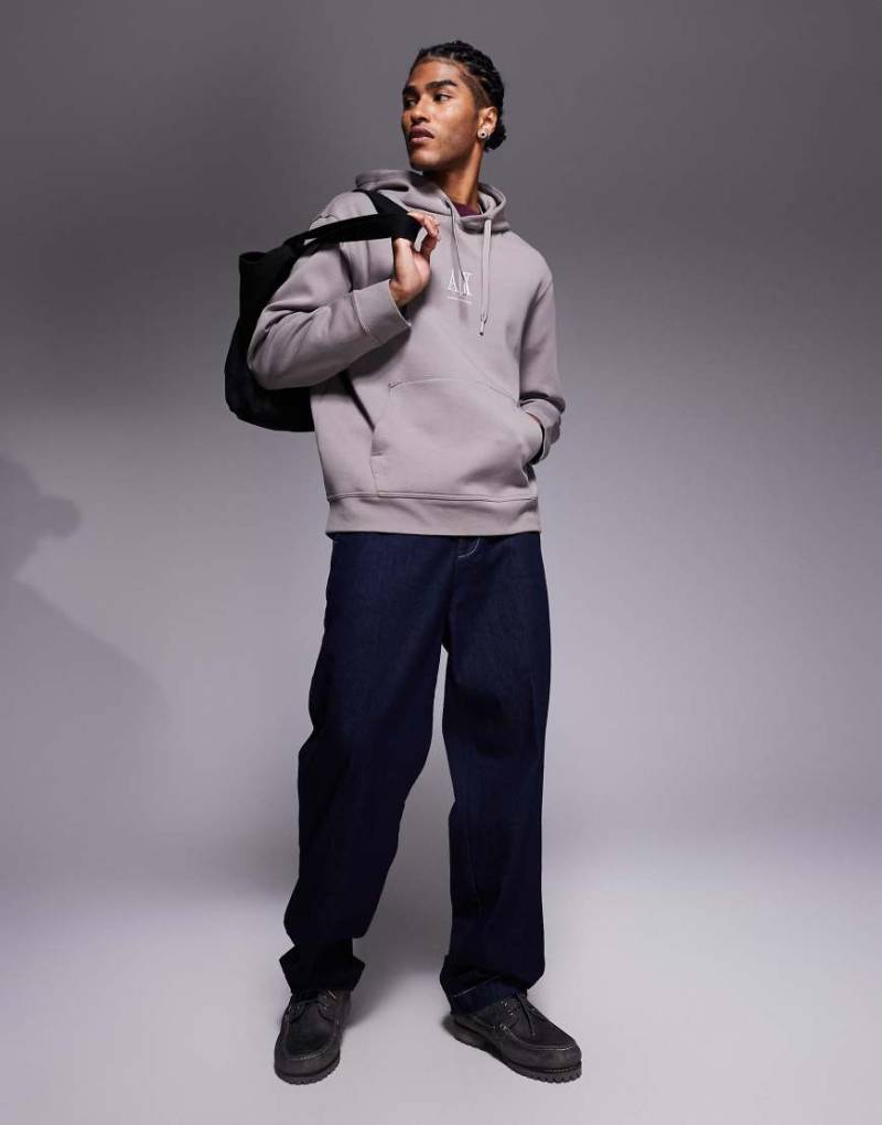 Armani Exchange - Kapuzenpullover in Hellbraun mit zentriertem Logo von Armani Exchange