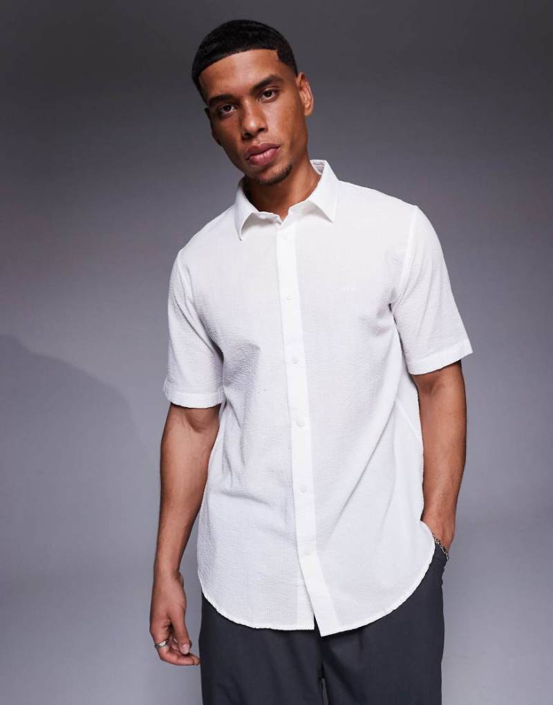 Armani Exchange - Kurzärmliges Hemd in Weiß mit Strukturmuster von Armani Exchange