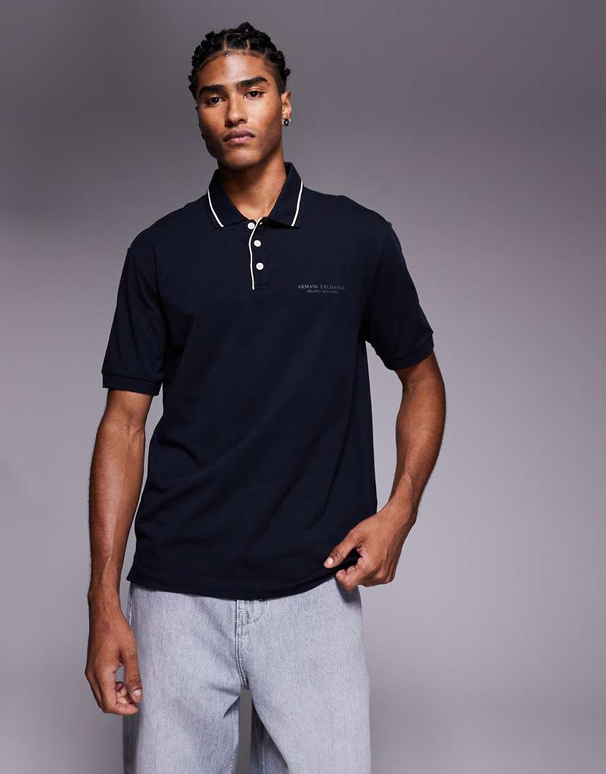 Armani Exchange - Kurzärmliges Polohemd in Marineblau von Armani Exchange