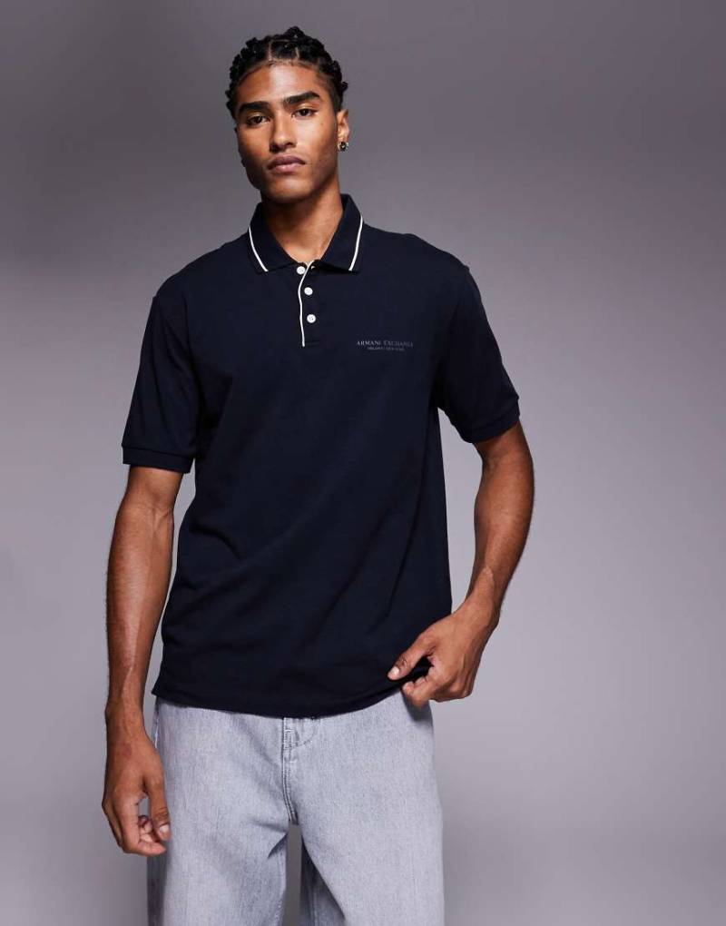 Armani Exchange - Kurzärmliges Polohemd in Marineblau von Armani Exchange