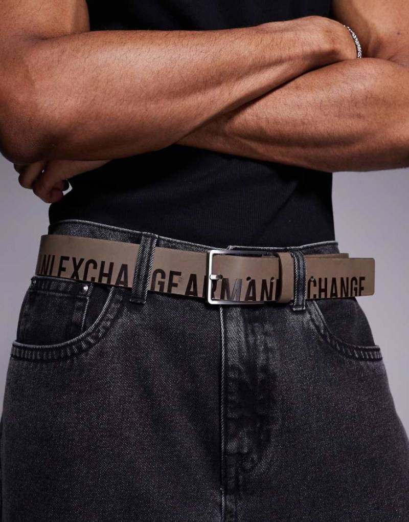 Armani Exchange - Ledergürtel in Khakigrün mit Logo von Armani Exchange