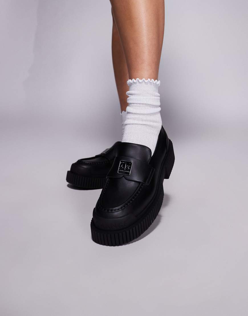 Armani Exchange - Loafer in Schwarz mit dicker Sohle und Logo von Armani Exchange