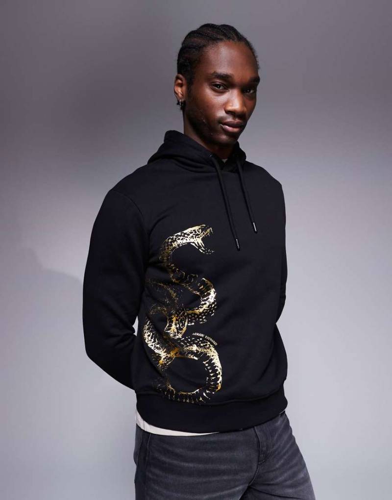 Armani Exchange - Lunar Capsule - Kapuzenpullover in Schwarz mit Schlangen-Logo von Armani Exchange
