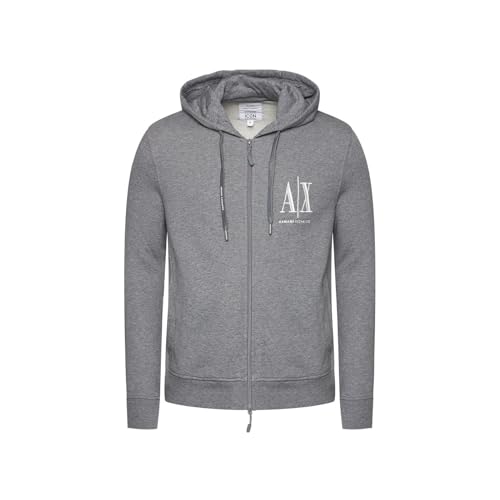 Armani Exchange Men's, Icon Project, Full Zip, Embroidered Logo Hooded Sweatshirt, Bros BC09 Htr Grey, XS von Armani Exchange