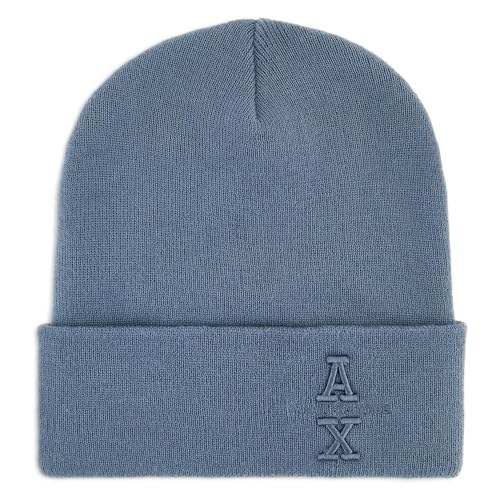 Armani Exchange Men's, The Grid, Sustainable, Embroidered Logo Beanie Hat, Clear, One Size von Armani Exchange