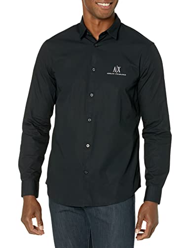 Armani Exchange Men's A|x Long Sleeve Icon Logo Button Shirt, Black, Klein von Armani Exchange