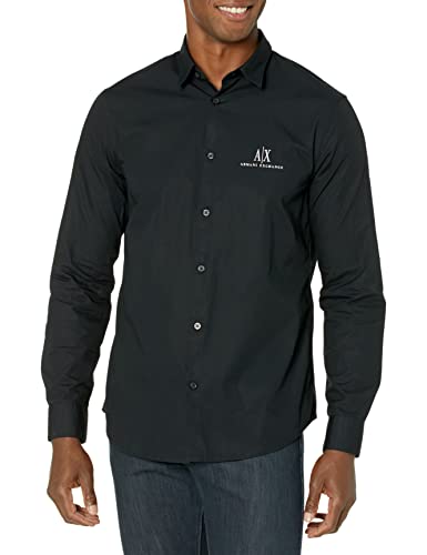 Armani Exchange Men's A|x Long Sleeve Icon Logo Button Shirt, Black, X-Groß von Armani Exchange
