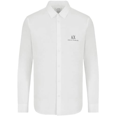 Armani Exchange Men's A|x Long Sleeve Icon Logo Button Shirt, White, XX-Large von Armani Exchange