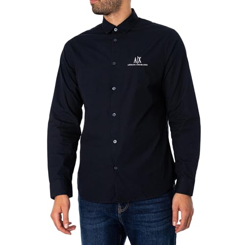 Armani Exchange Men's A|x Long Sleeve Icon Logo Button Shirt Blue,L von Armani Exchange