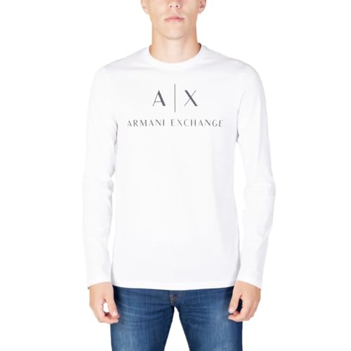 Armani Exchange Herren A|x Long Sleeve Logo Crewneck T-Shirt, Weiß, L von Armani Exchange