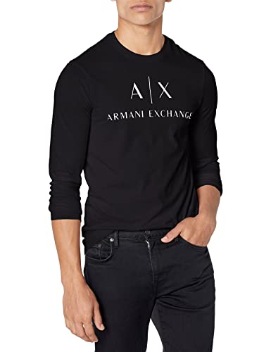 Armani Exchange Men's A|x Long Sleeve Logo Crewneck T-Shirt Blue,L von Armani Exchange