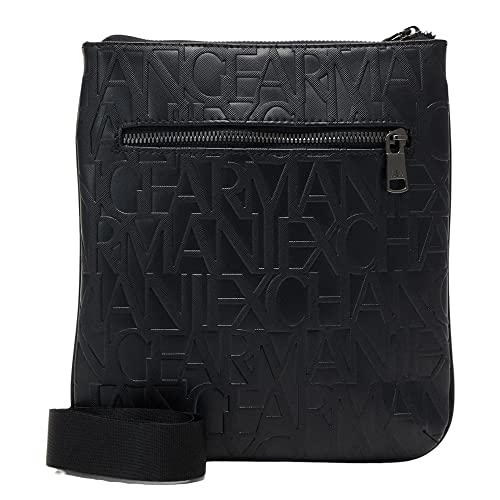 Armani Exchange Men's Essentail, Jim, Sustainable, All Over Logo Flat Crossbody, Black von Armani Exchange