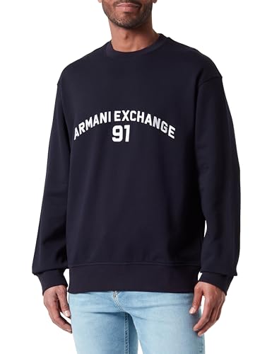 Armani Exchange Men's Armani 91 Logo Crewneck Sweatshirt, Deep Navy, XL von Armani Exchange