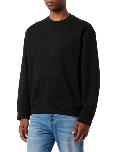 Armani Exchange Men's Ax Stacked Logo Cotton French Terry Crewneck Sweatshirt, Black, Small von Armani Exchange