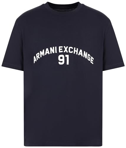 Armani Exchange Men's Big Embroidered Logo, Regular fit, Off White,L T-Shirt, L von Armani Exchange