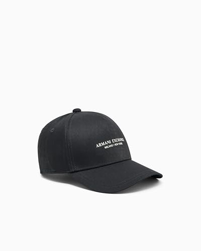 Armani Exchange Men's Curved Visor Milano-New York Logo Lettering Baseball Cap, Black, TU von Armani Exchange